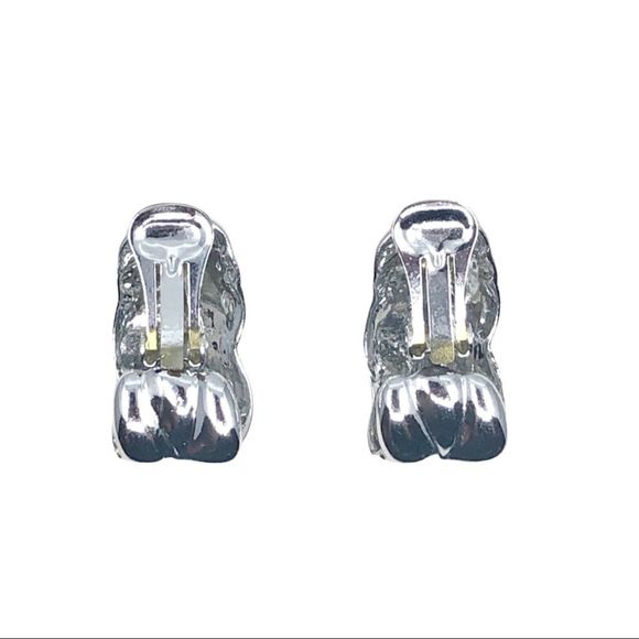 Vintage 80s Braided Silver Clip On Earrings - Picture 3 of 3